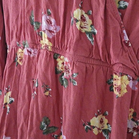 Xhilaration  dusty mauve  floral print faux wrap mini dress Sz XXL EUC - Picture 4 of 8